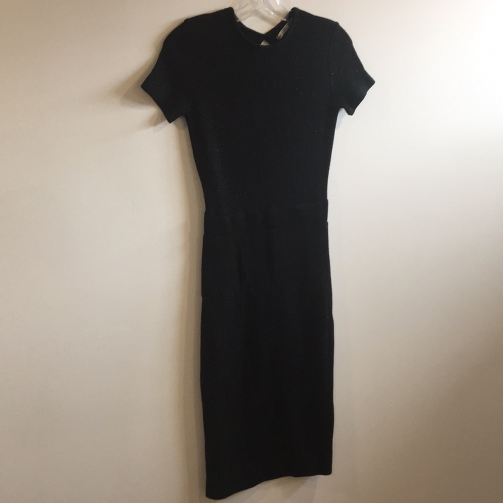 ZARA Knit Black Midi Open Back Dress Size Small - Picture 1 of 15